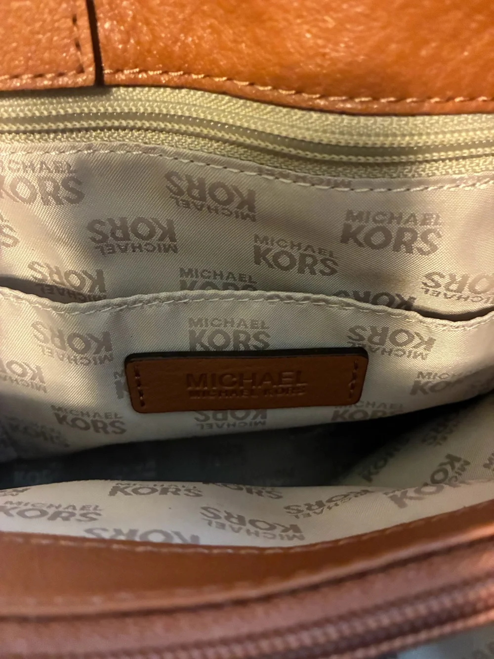 Michael Kors Cognac Leather Satchel with Gold Hardware